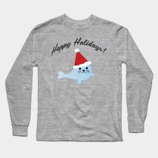 Happy Holidays Santa Seal Long Sleeve T-Shirt